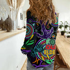 Dockers Football Aboriginal Art Women Casual Shirt NAIDOC Indigenous Tribal LT9