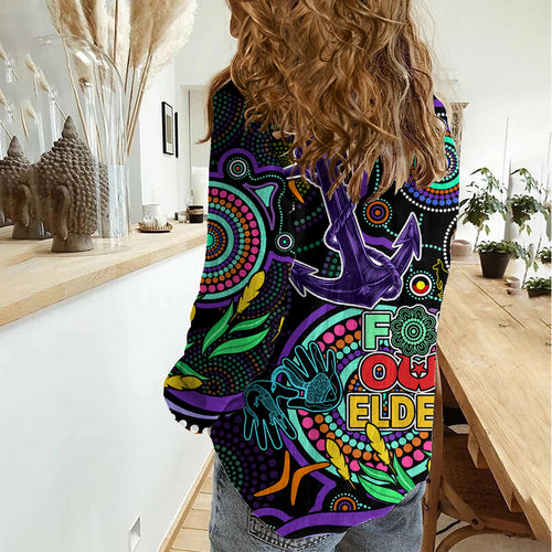 Dockers Football Aboriginal Art Women Casual Shirt NAIDOC Indigenous Tribal LT9