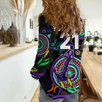 Custom Dockers Football Aboriginal Art Women Casual Shirt NAIDOC Indigenous Tribal LT9