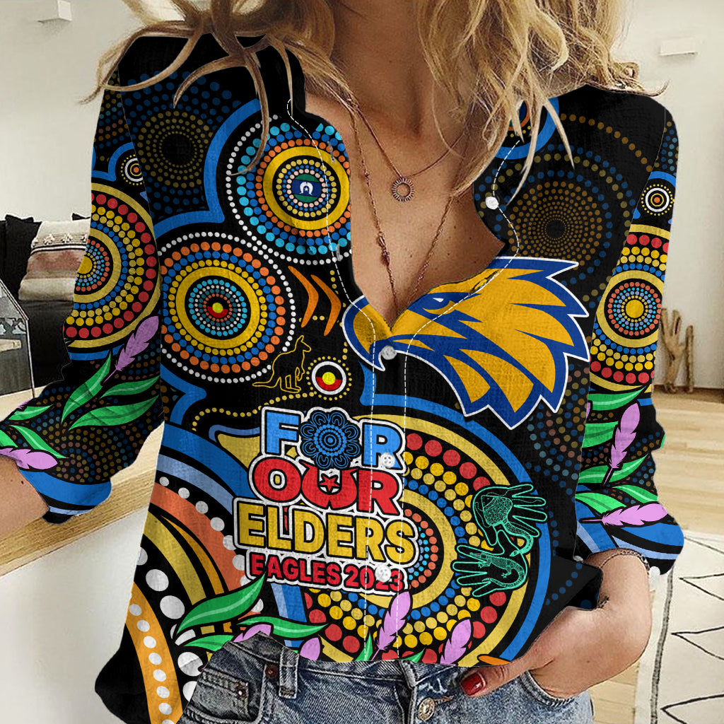 Eagles Football Aboriginal Art Women Casual Shirt NAIDOC Indigenous Tribal LT9