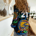 Custom Eagles Football Aboriginal Art Women Casual Shirt NAIDOC Indigenous Tribal LT9