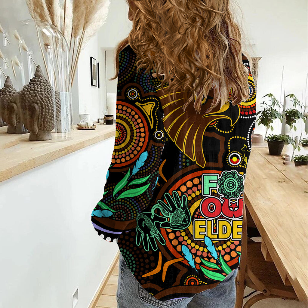 Hawks Football Aboriginal Art Women Casual Shirt NAIDOC Indigenous Tribal LT9