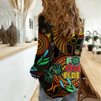 Hawks Football Aboriginal Art Women Casual Shirt NAIDOC Indigenous Tribal LT9