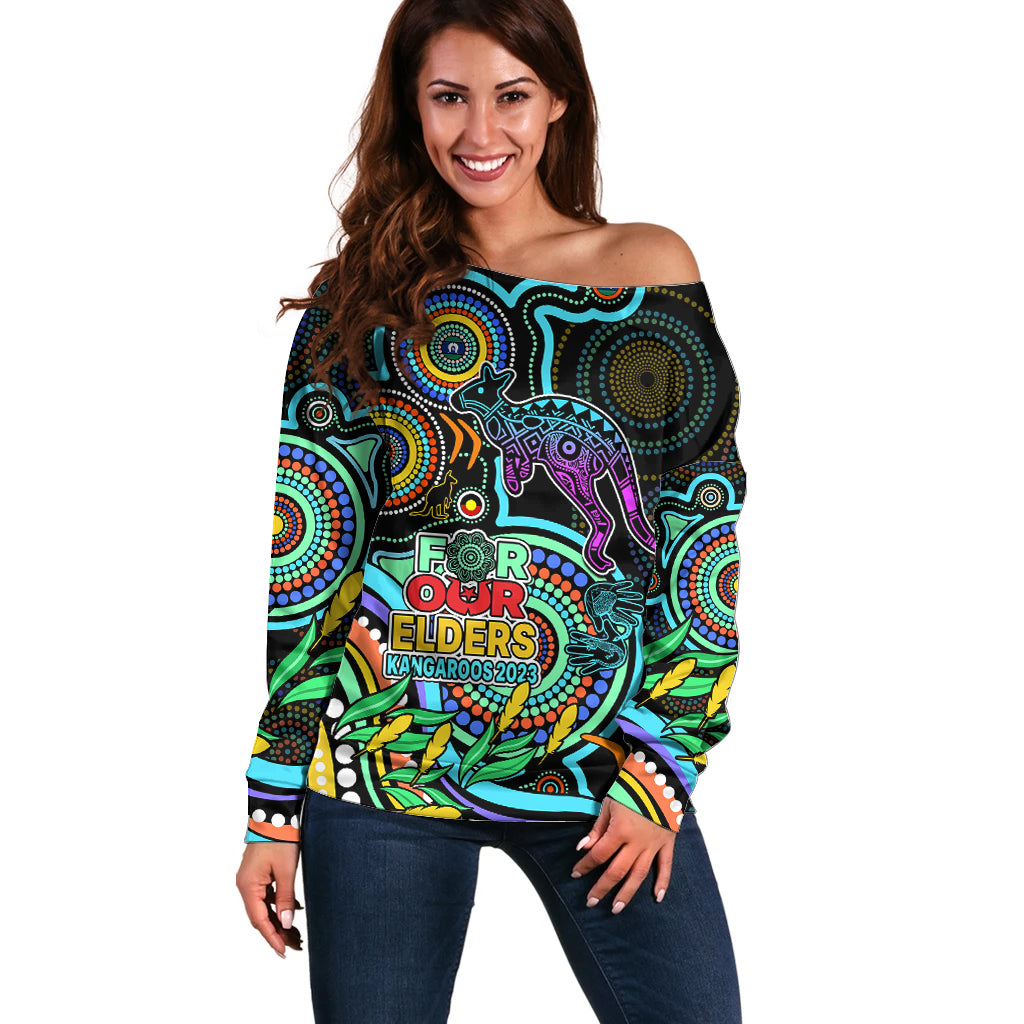 kangaroos-football-aboriginal-art-off-shoulder-sweater-naidoc-indigenous-tribal