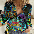 Kangaroos Football Aboriginal Art Women Casual Shirt NAIDOC Indigenous Tribal LT9