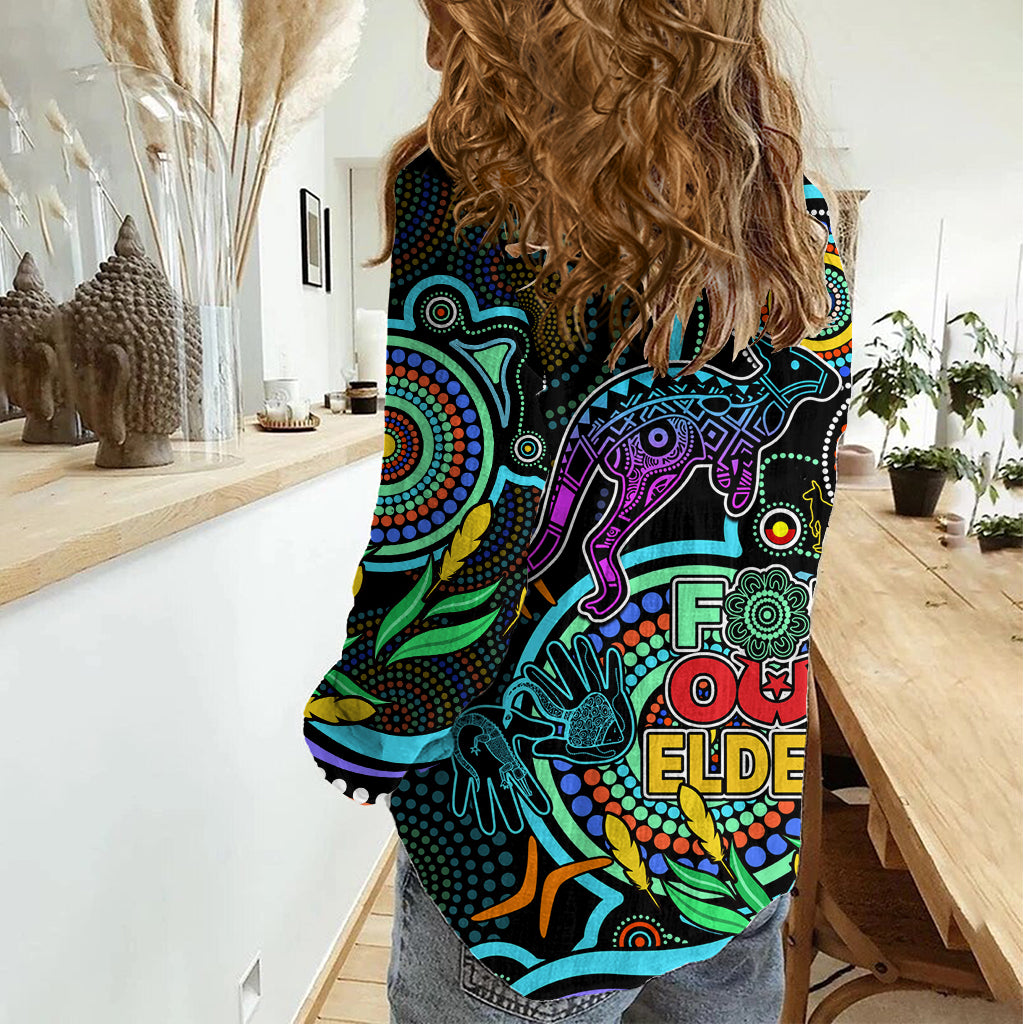 Kangaroos Football Aboriginal Art Women Casual Shirt NAIDOC Indigenous Tribal LT9
