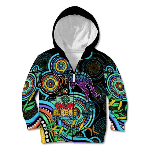 custom-kangaroos-football-aboriginal-art-kid-hoodie-naidoc-indigenous-tribal