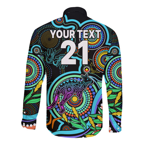 custom-kangaroos-football-aboriginal-art-long-sleeve-button-shirt-naidoc-indigenous-tribal