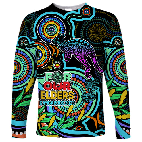 custom-kangaroos-football-aboriginal-art-long-sleeve-shirt-naidoc-indigenous-tribal