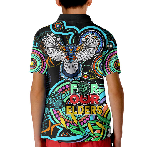 magpies-football-aboriginal-art-kid-polo-shirt-naidoc-indigenous-tribal