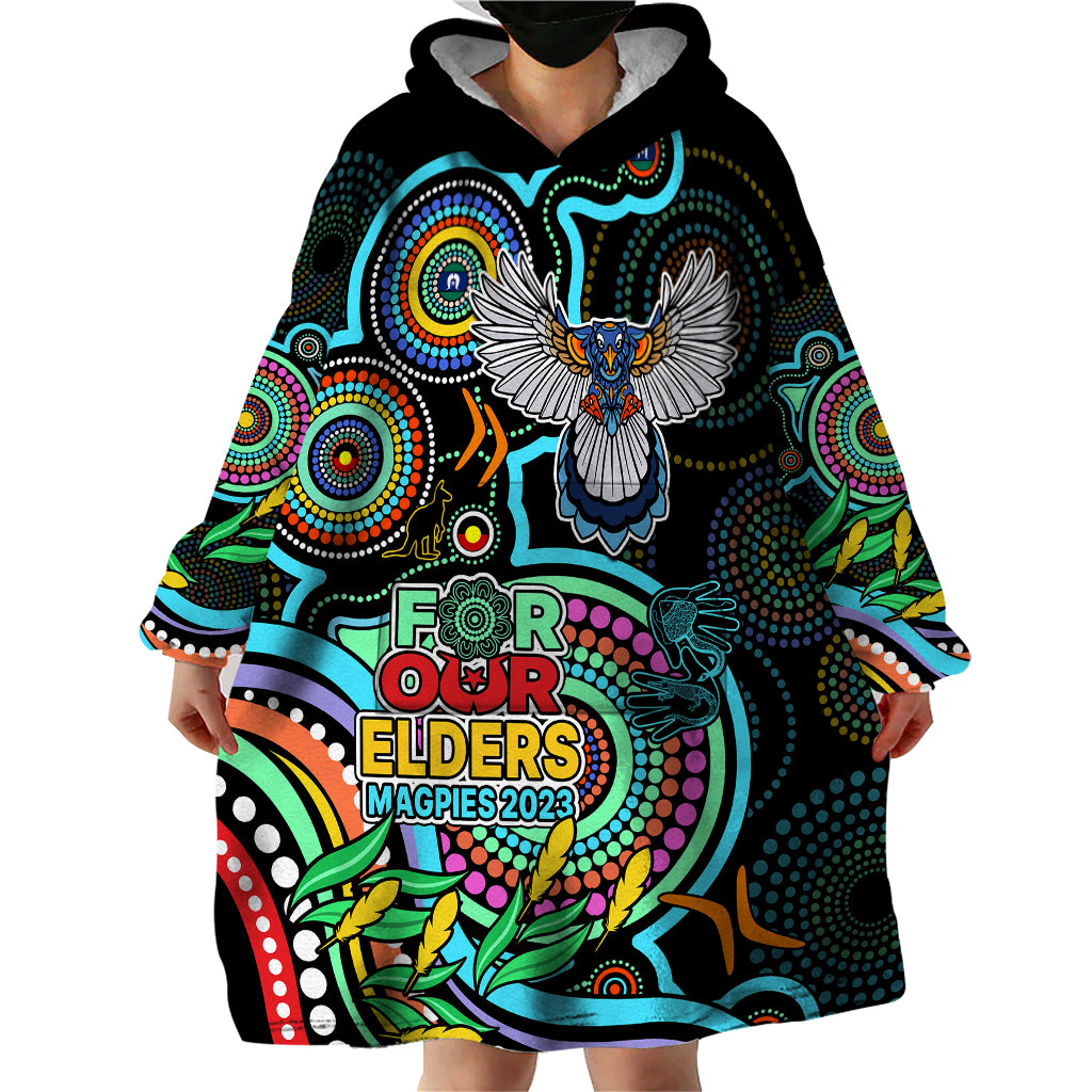 magpies-football-aboriginal-art-wearable-blanket-hoodie-naidoc-indigenous-tribal