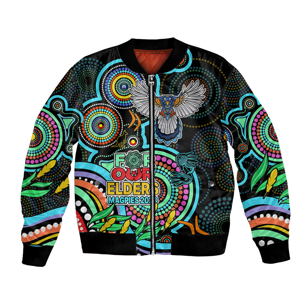 custom-magpies-football-aboriginal-art-bomber-jacket-naidoc-indigenous-tribal