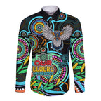 custom-magpies-football-aboriginal-art-long-sleeve-button-shirt-naidoc-indigenous-tribal