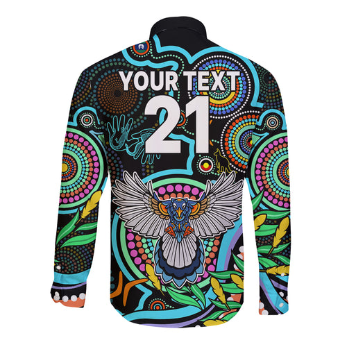 custom-magpies-football-aboriginal-art-long-sleeve-button-shirt-naidoc-indigenous-tribal