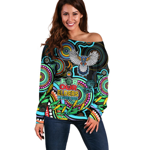 custom-magpies-football-aboriginal-art-off-shoulder-sweater-naidoc-indigenous-tribal