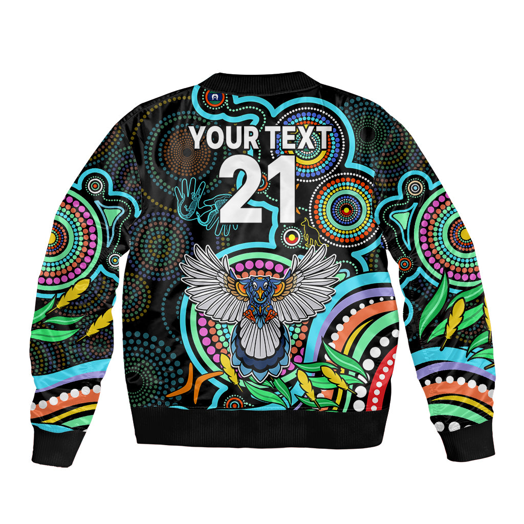 custom-magpies-football-aboriginal-art-sleeve-zip-bomber-jacket-naidoc-indigenous-tribal