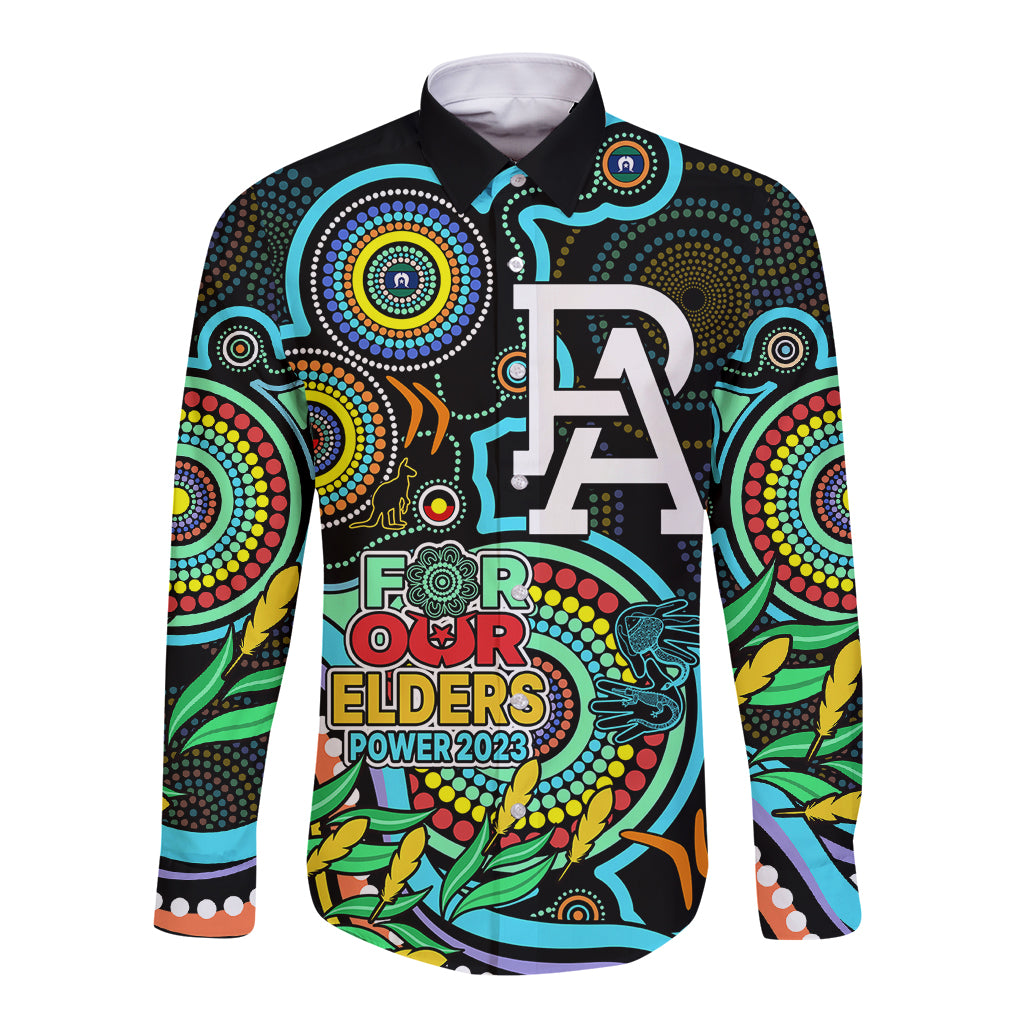 port-adelaide-football-aboriginal-art-long-sleeve-button-shirt-naidoc-indigenous-tribal