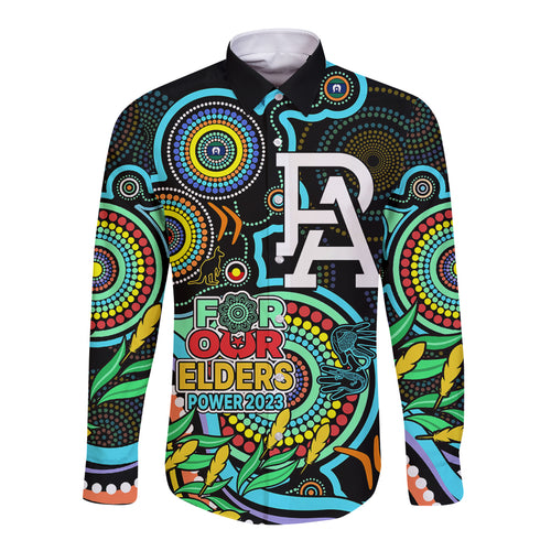 port-adelaide-football-aboriginal-art-long-sleeve-button-shirt-naidoc-indigenous-tribal