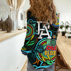 Port Adelaide Football Aboriginal Art Women Casual Shirt NAIDOC Indigenous Tribal LT9