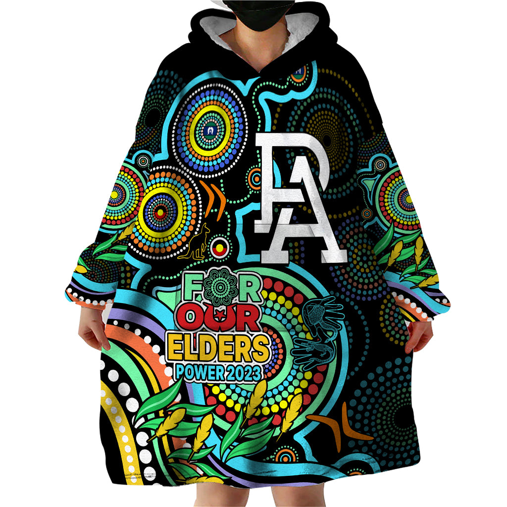 custom-port-adelaide-football-aboriginal-art-wearable-blanket-hoodie-naidoc-indigenous-tribal