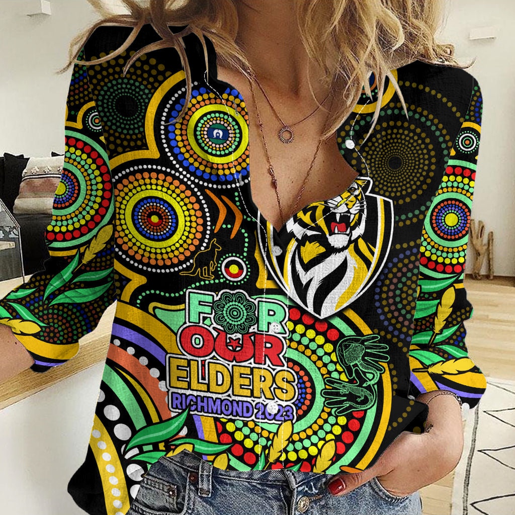 Richmond Football Aboriginal Art Women Casual Shirt NAIDOC Indigenous Tribal LT9