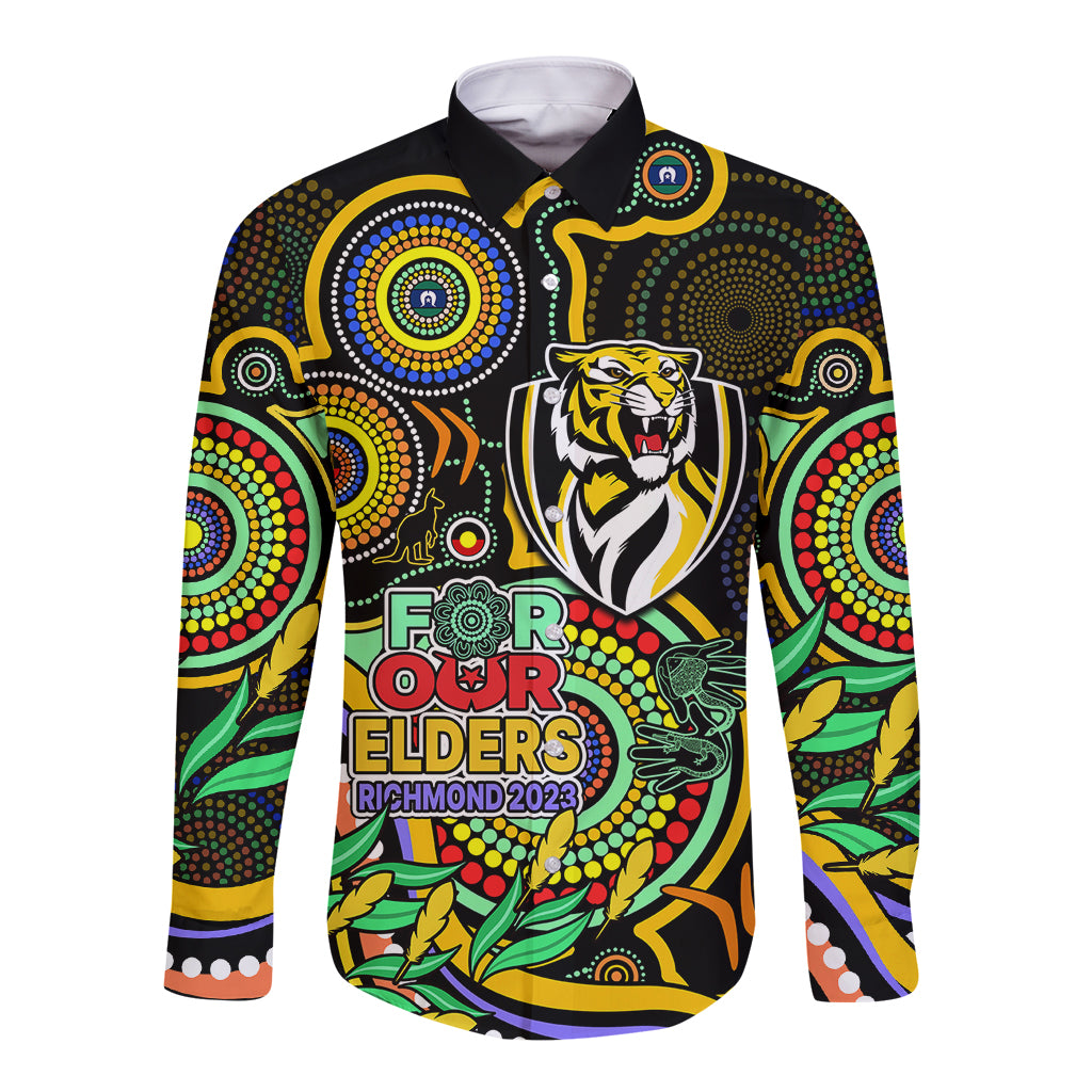 custom-richmond-football-aboriginal-art-long-sleeve-button-shirt-naidoc-indigenous-tribal