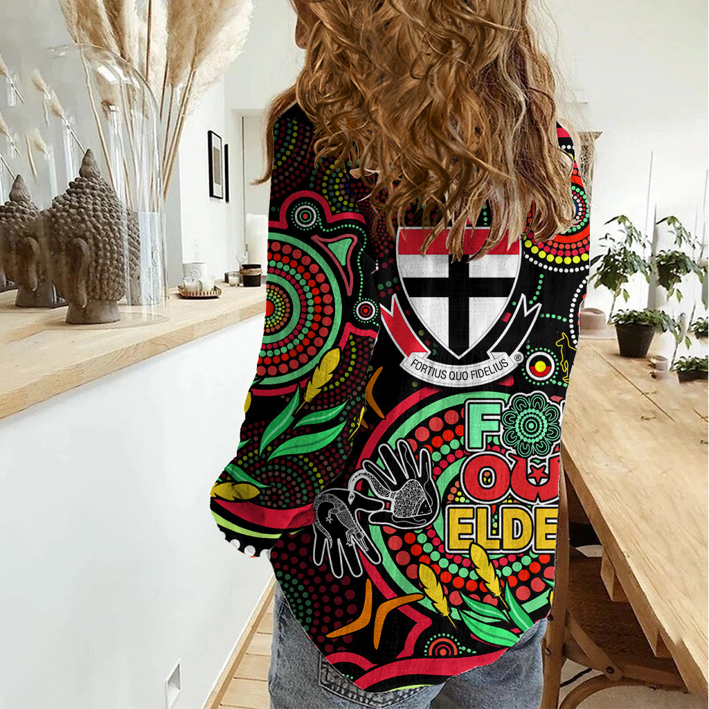 St Kilda Football Aboriginal Art Women Casual Shirt NAIDOC Indigenous Tribal LT9