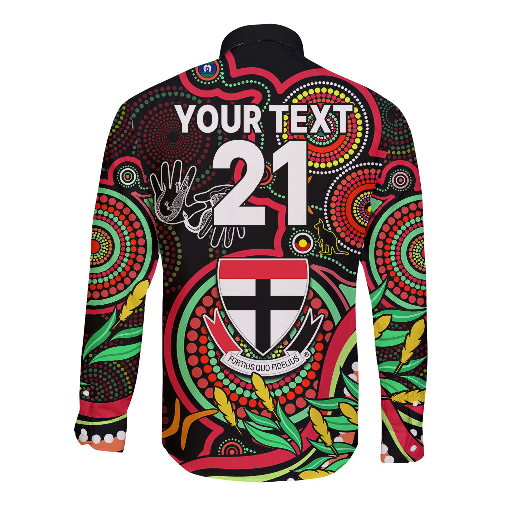 custom-st-kilda-football-aboriginal-art-long-sleeve-button-shirt-naidoc-indigenous-tribal