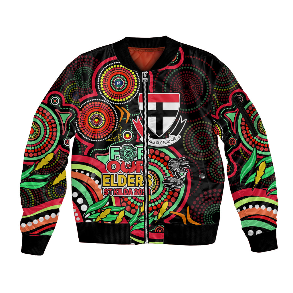custom-st-kilda-football-aboriginal-art-sleeve-zip-bomber-jacket-naidoc-indigenous-tribal