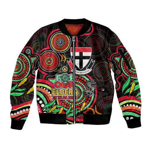 custom-st-kilda-football-aboriginal-art-sleeve-zip-bomber-jacket-naidoc-indigenous-tribal