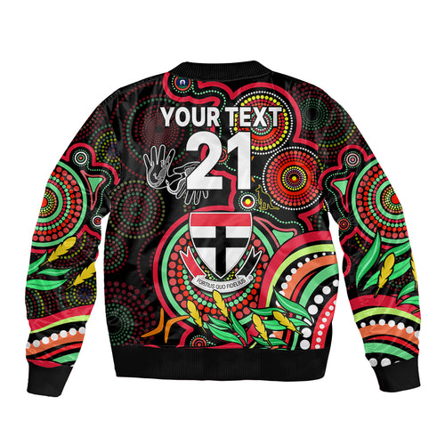 custom-st-kilda-football-aboriginal-art-sleeve-zip-bomber-jacket-naidoc-indigenous-tribal