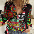 Custom St Kilda Football Aboriginal Art Women Casual Shirt NAIDOC Indigenous Tribal LT9