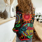 Suns Football Aboriginal Art Women Casual Shirt NAIDOC Indigenous Tribal LT9