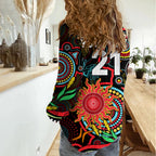 Custom Suns Football Aboriginal Art Women Casual Shirt NAIDOC Indigenous Tribal LT9