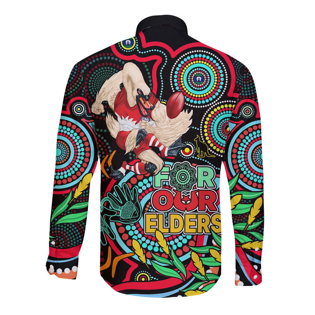 swans-football-aboriginal-art-long-sleeve-button-shirt-naidoc-indigenous-tribal
