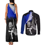 personalised-aotearoa-rugby-couples-matching-tank-maxi-dress-and-long-sleeve-button-shirts-all-black-maori-fern