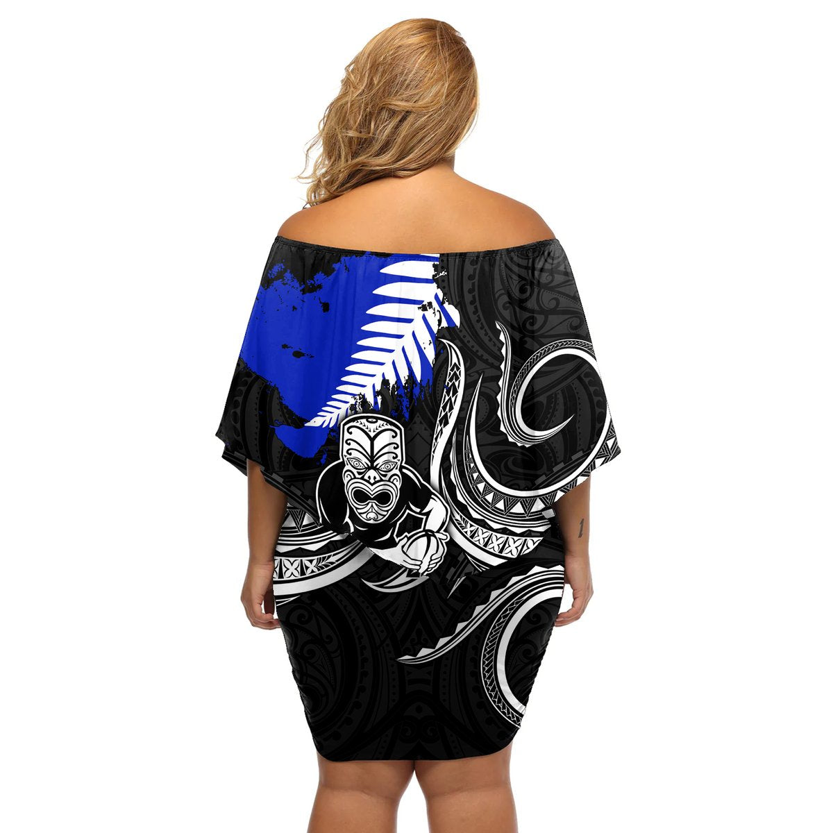 personalised-aotearoa-rugby-off-shoulder-short-dress-all-black-maori-fern