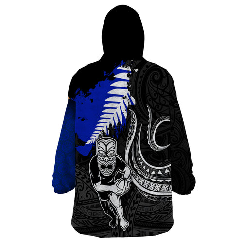 personalised-aotearoa-rugby-wearable-blanket-hoodie-all-black-maori-fern