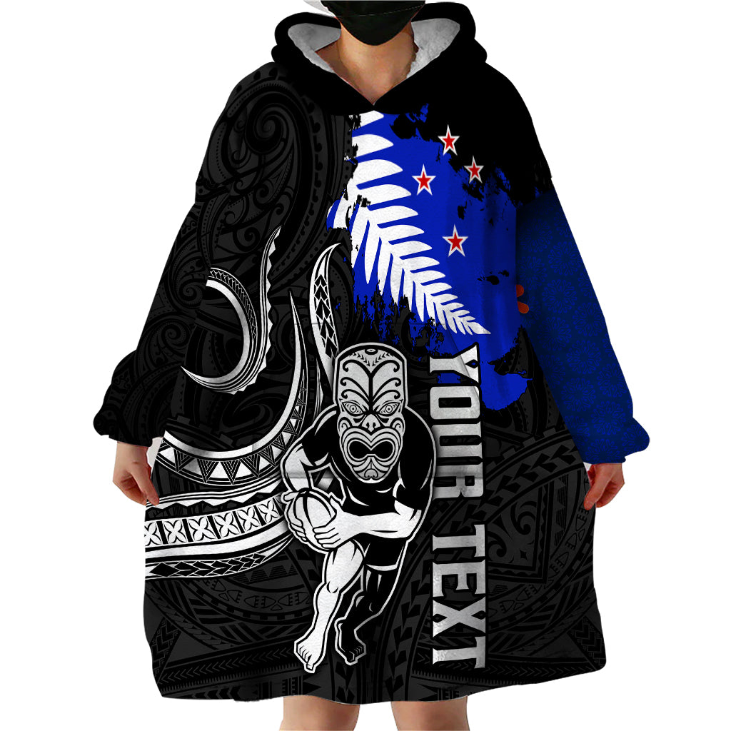 personalised-aotearoa-rugby-wearable-blanket-hoodie-all-black-maori-fern