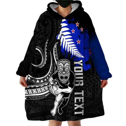 personalised-aotearoa-rugby-wearable-blanket-hoodie-all-black-maori-fern