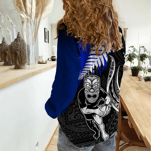 personalised-aotearoa-rugby-women-casual-shirt-all-black-maori-fern
