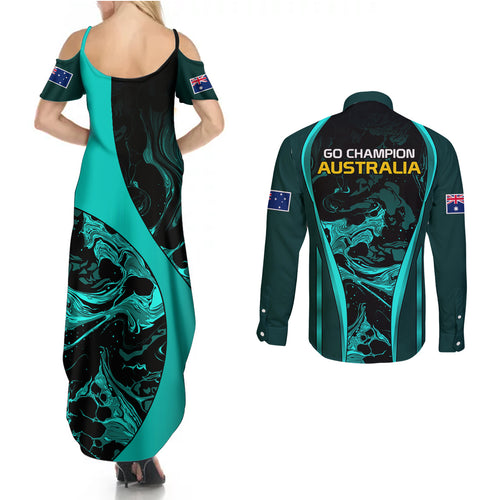 matildas-australia-soccer-couples-matching-summer-maxi-dress-and-long-sleeve-button-shirts-liquid-marble-texture-vibe