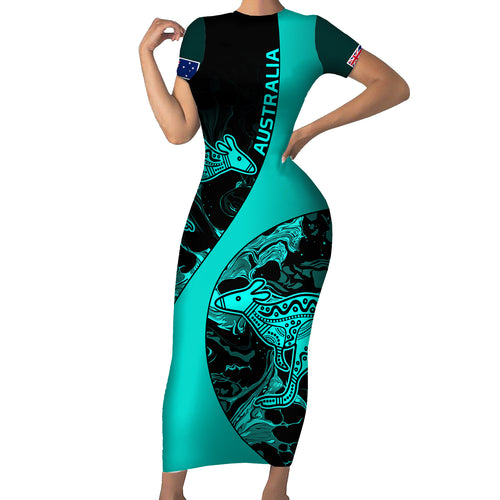 matildas-australia-soccer-short-sleeve-bodycon-dress-liquid-marble-texture-vibe