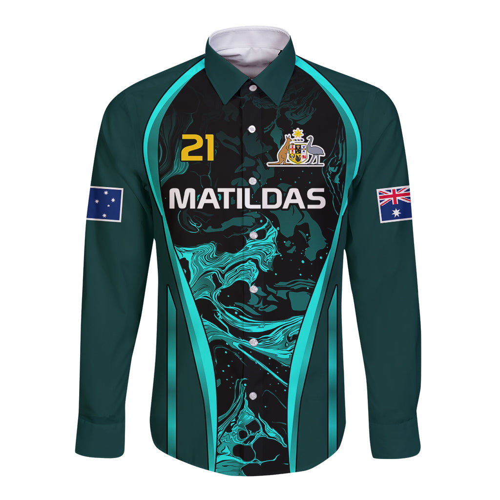custom-matildas-australia-soccer-long-sleeve-button-shirt-liquid-marble-texture-vibe