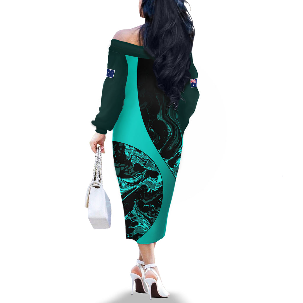 custom-matildas-australia-soccer-off-the-shoulder-long-sleeve-dress-liquid-marble-texture-vibe