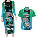nrl-combine-rabbitohs-and-shark-couples-matching-long-sleeve-bodycon-dress-and-hawaiian-shirt-sporty-style