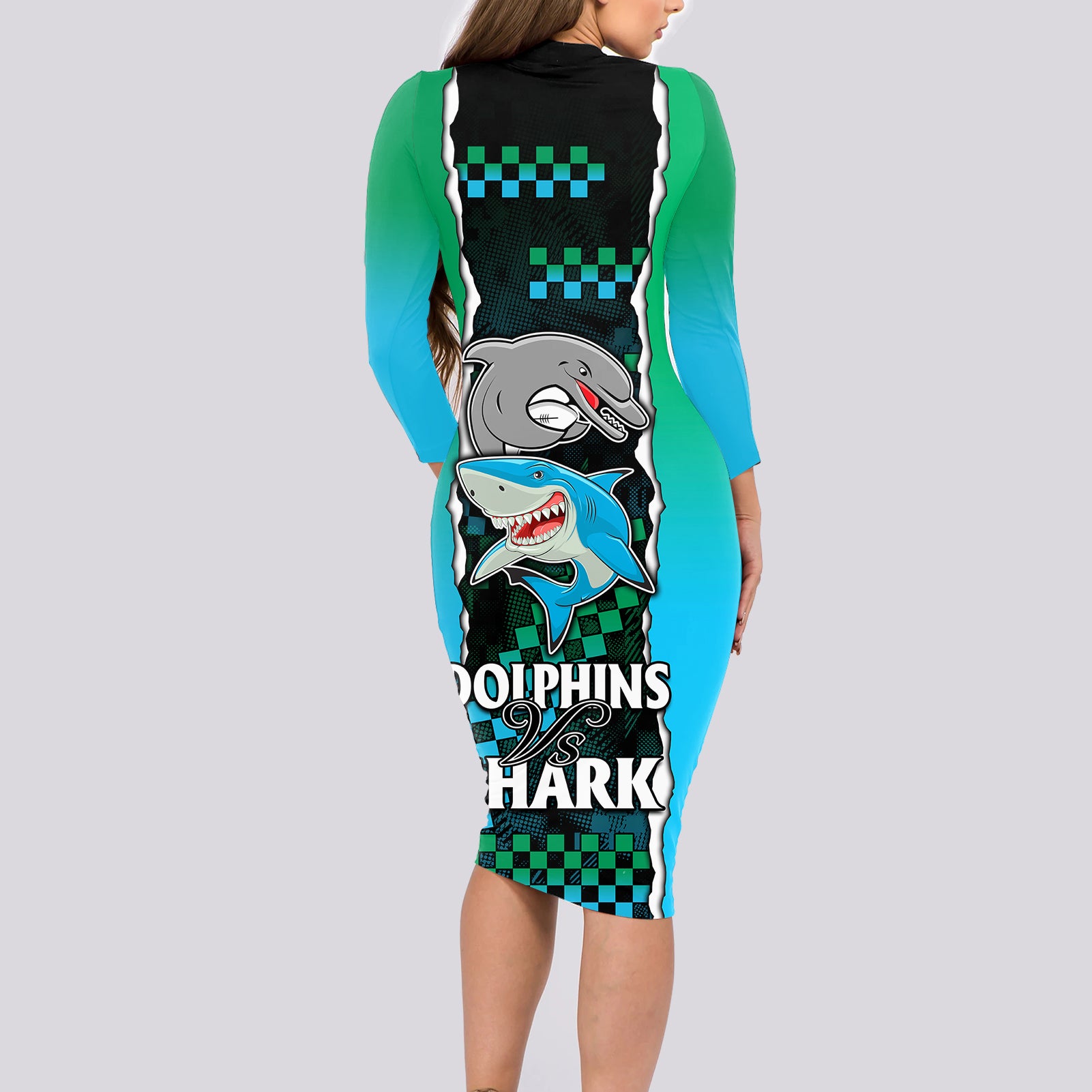 nrl-combine-rabbitohs-and-shark-long-sleeve-bodycon-dress-sporty-style