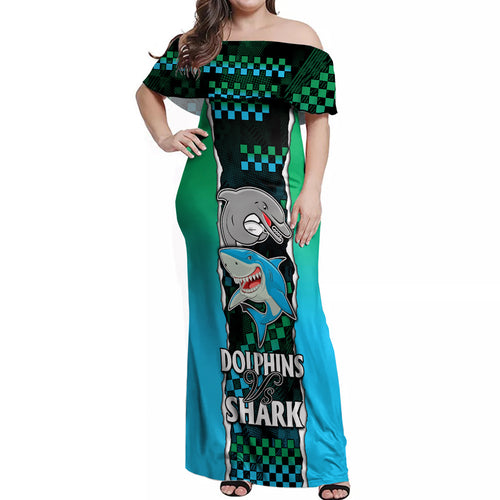 nrl-combine-rabbitohs-and-shark-off-shoulder-maxi-dress-sporty-style