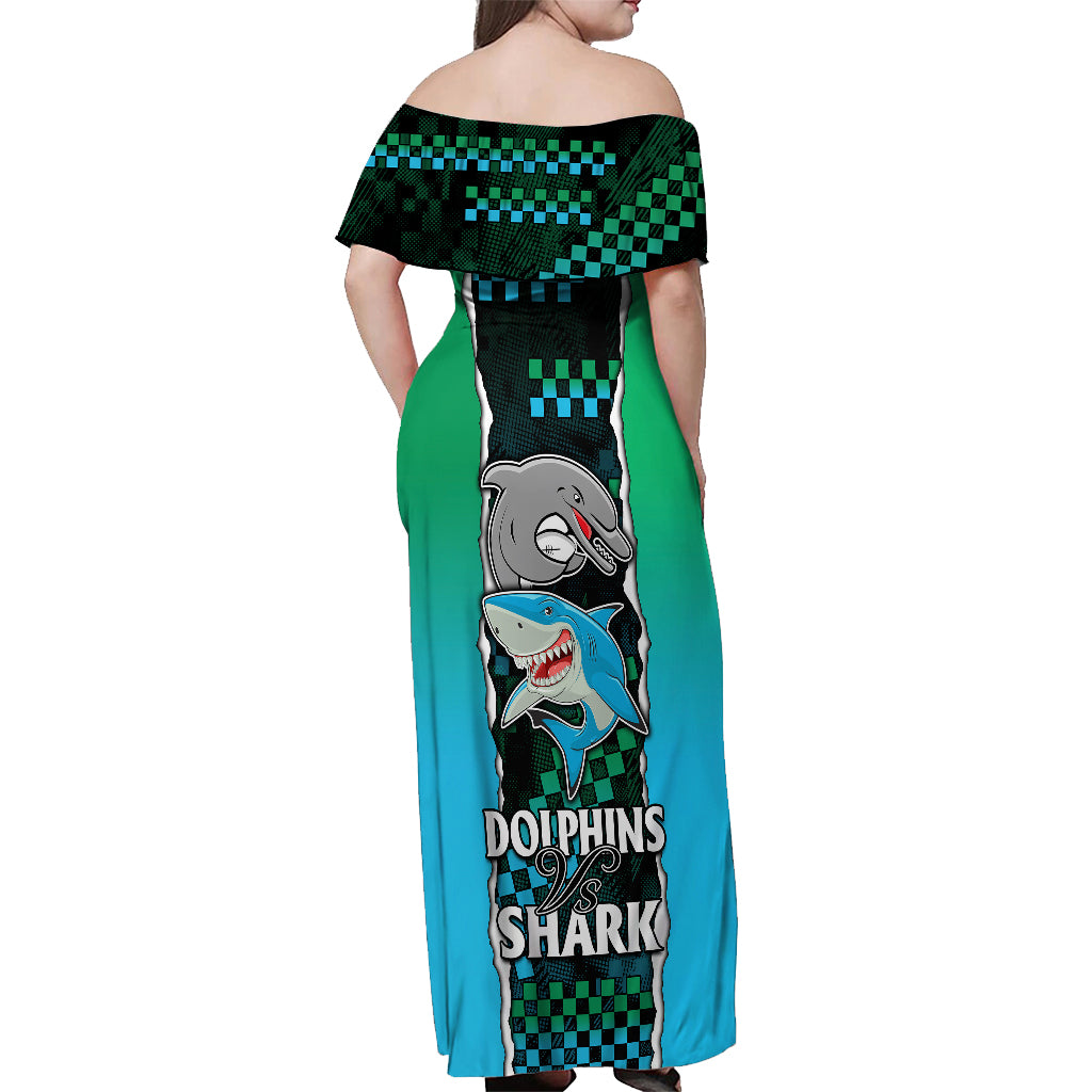 nrl-combine-rabbitohs-and-shark-off-shoulder-maxi-dress-sporty-style