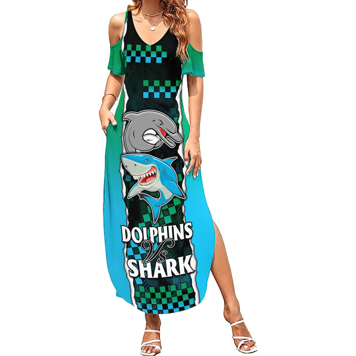 nrl-combine-rabbitohs-and-shark-summer-maxi-dress-sporty-style